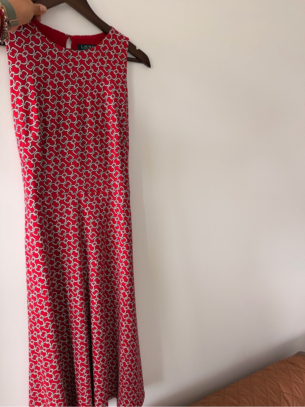 Ralph Lauren Red and White Chain-Link Sleeveless Dress - Picture 5 of 5
